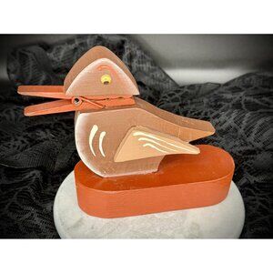vintage, handcrafted wooden duck note or memo holder